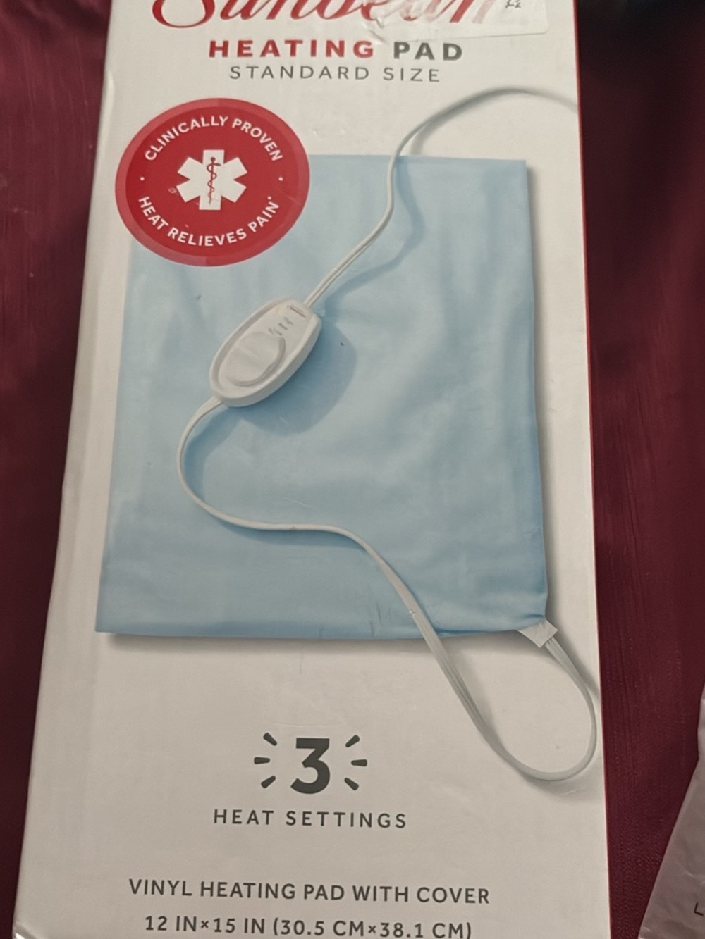 Sunbeam Light Blue Heating Pad with Dial Controller